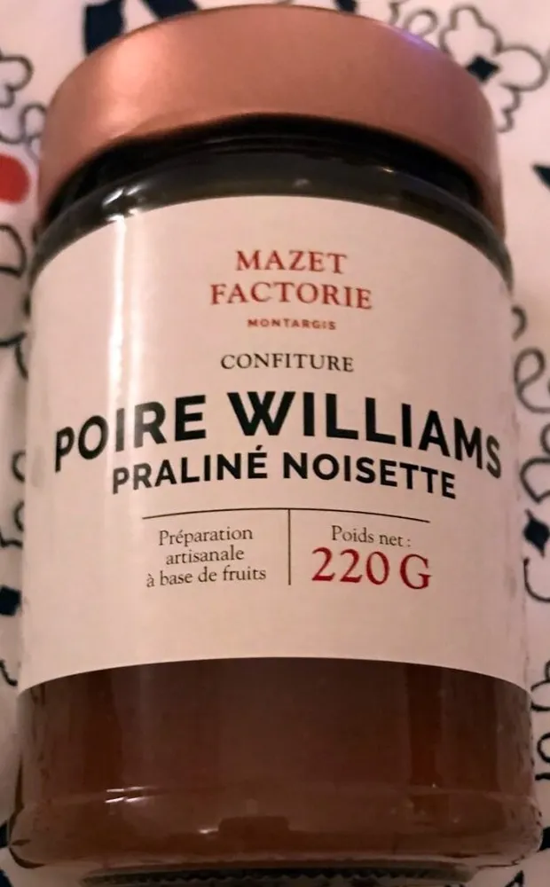 Confiture poire williams praliné noisette