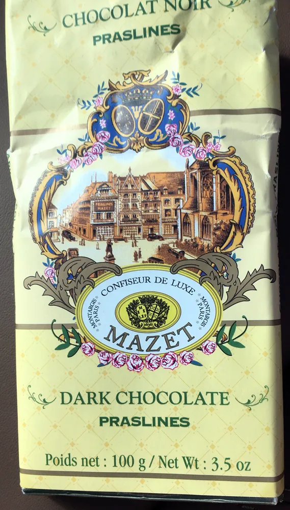 Tablette Chocolat Noir Praslines - 100 G - Mazet