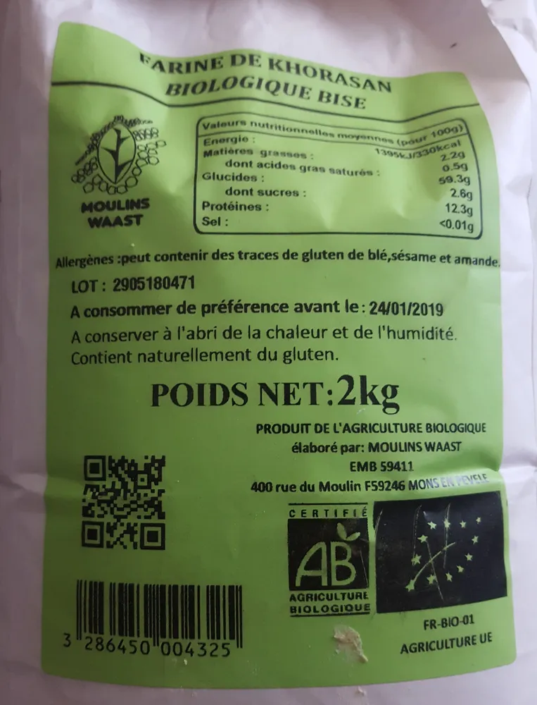 Farine de Khorasan biologique bise