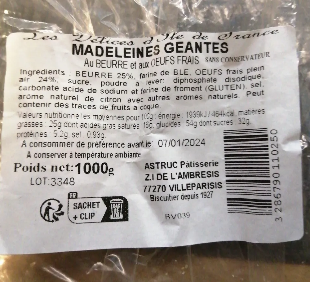 Madeleines géantes