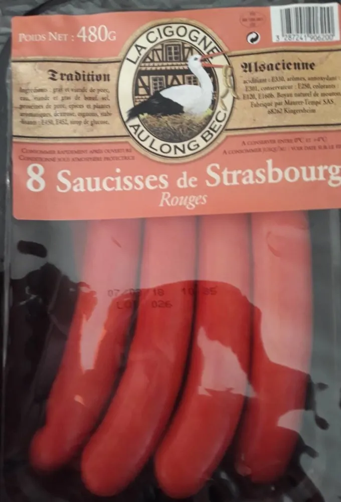 8 saucisses de Strasbourg rouges