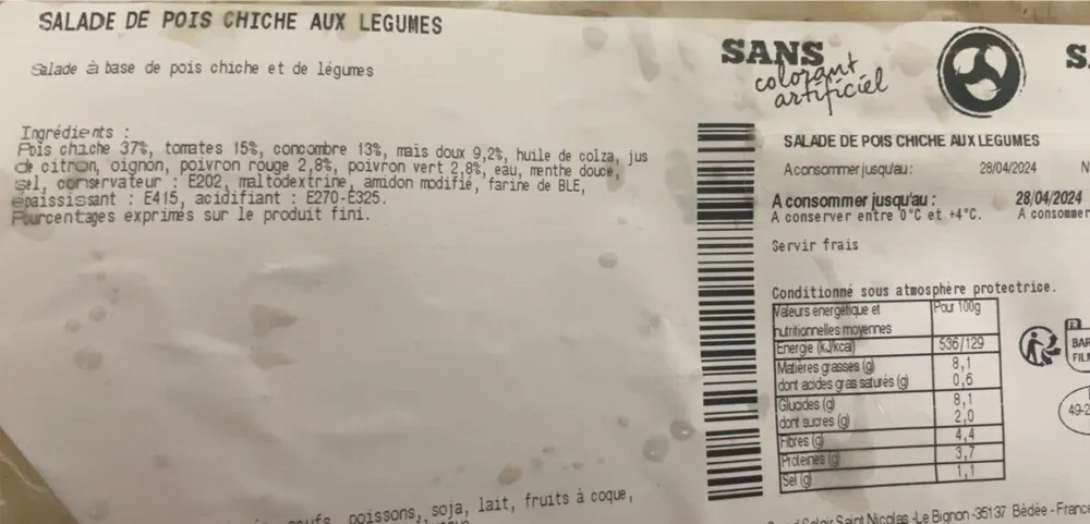 Salade de pois chiche aux légumes