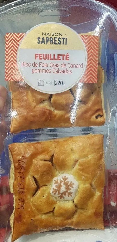 Feuilleté bloc de foie gras de canard, pommes Calvados