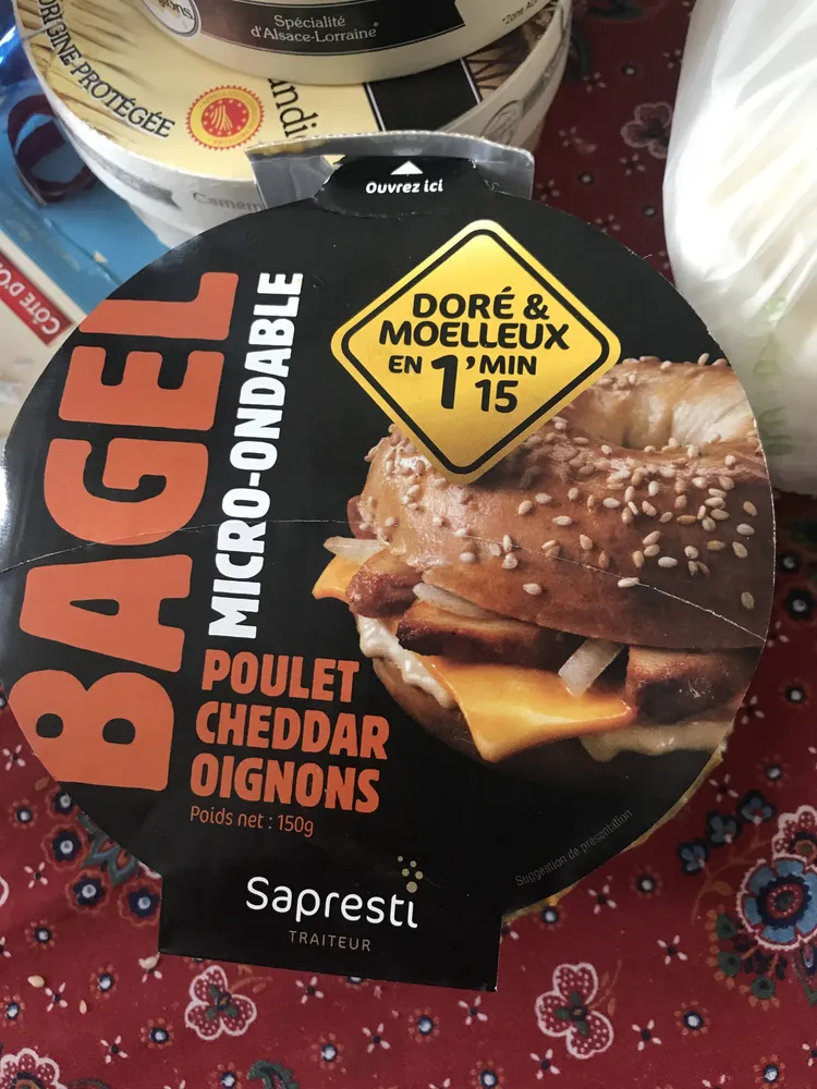 Sapresti traiteur, Bagel poulet cheddar micro ondable, 150 gr