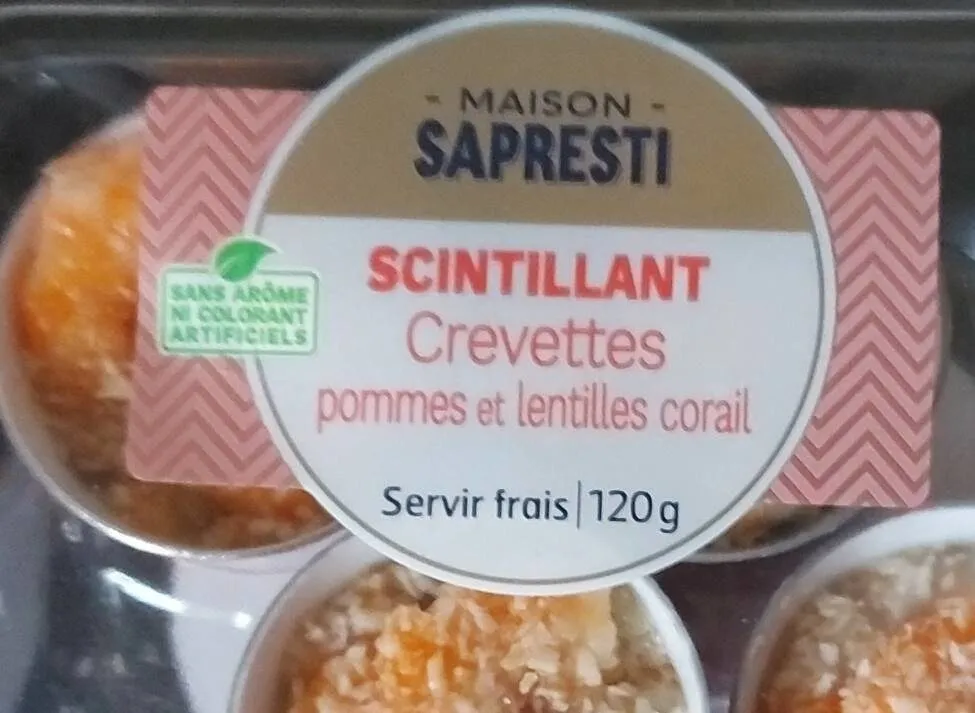 Scintillant Crevettes pommes et lentilles corail
