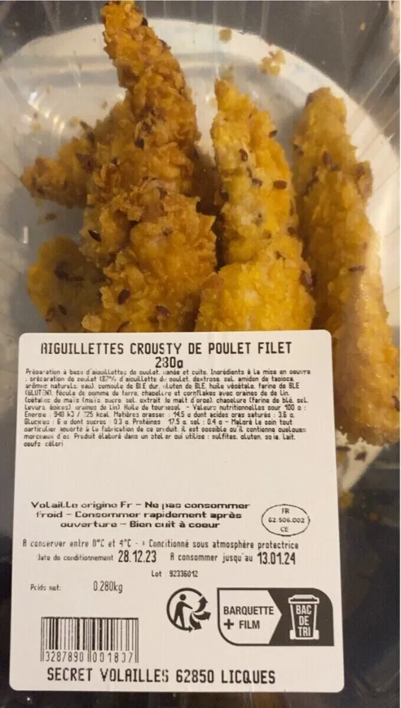 Aiguillettes crousty de poulet filet