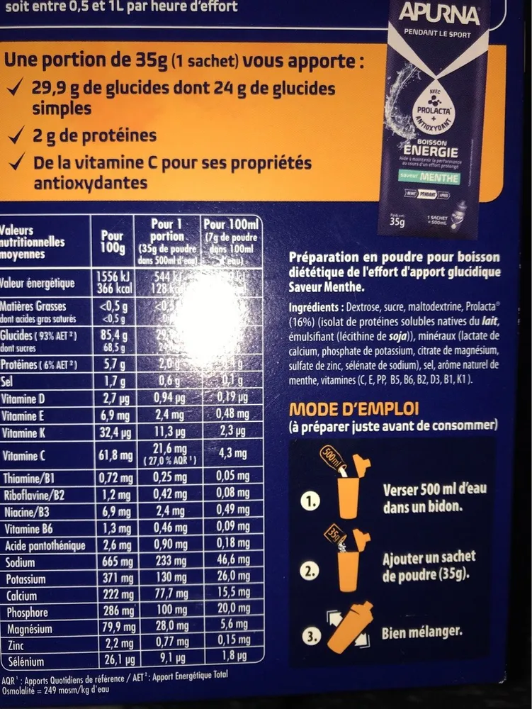 Boisson Energie Menthe 35G x 10