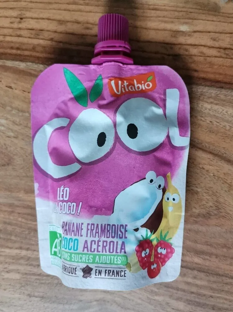 Compote banane framboise lait de coco acérola