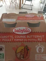 Carotte, courge, butternut poulet fermier du poitou, riz