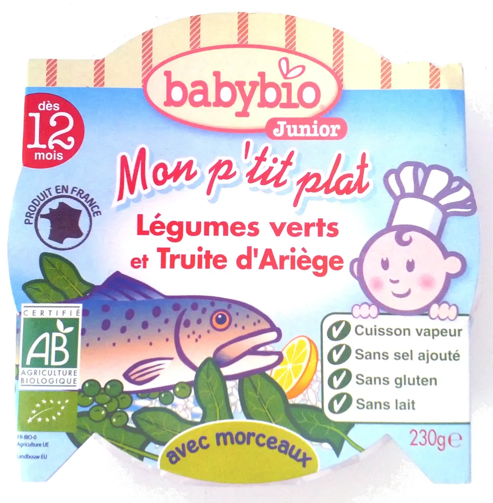 Mon p'tit plat : Légumes verts et Truite d'Ariège, avec morceaux