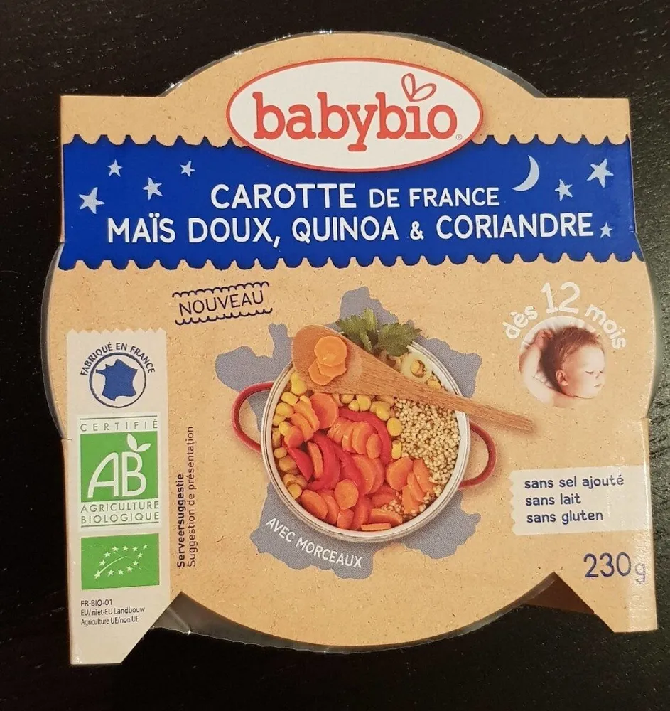 Carotte de France, Maïs doux, quinoa & coriandre