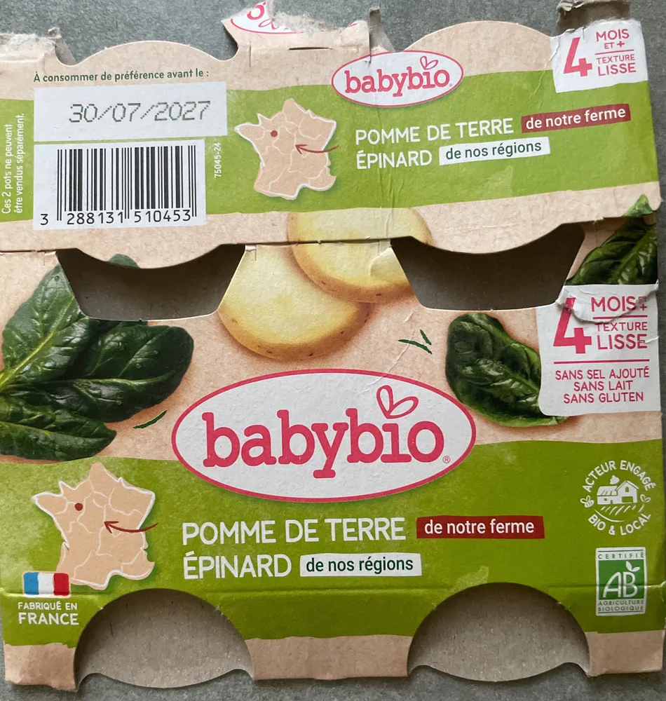 Petits Pots Pomme de Terre Epinards