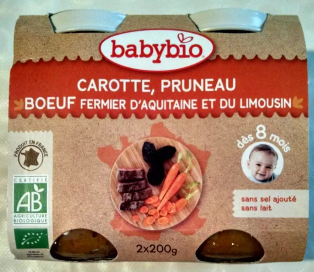 Petit Pot Carotte, Pruneau, Boeuf Fermier Aquitaine & Limousin
