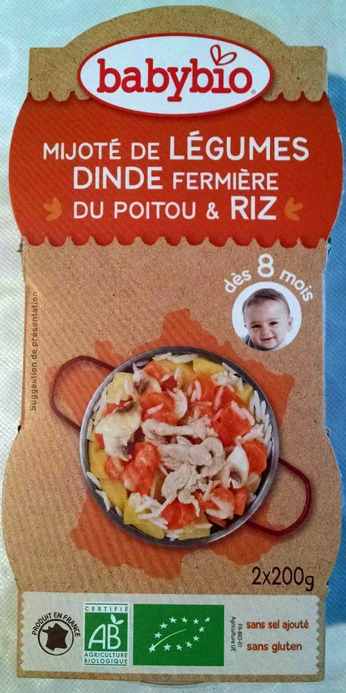 Mijoté de légumes, dinde et riz 8 mois