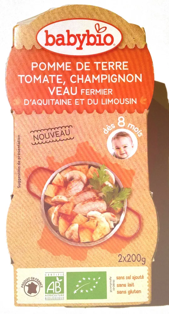 Pomme de terre, tomate, champignon, veau fermier d'Aquitaine et du limousin