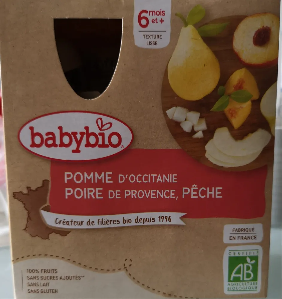 Gourdes pomme, poire, pêche, dès 12mois