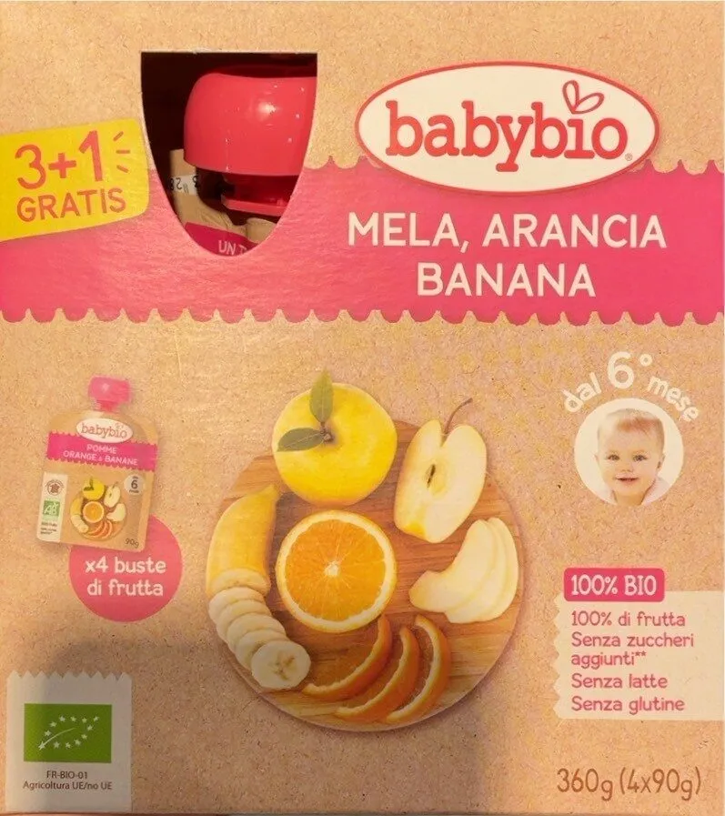 Mela, arancia, banana