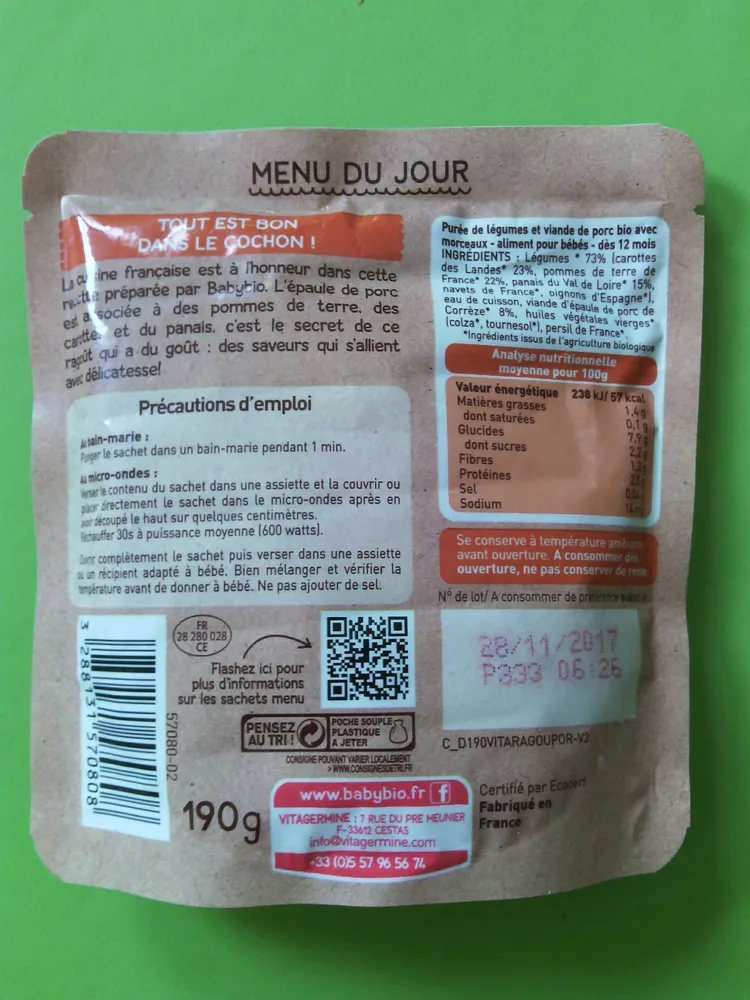 Poche Ragout Legume-porc