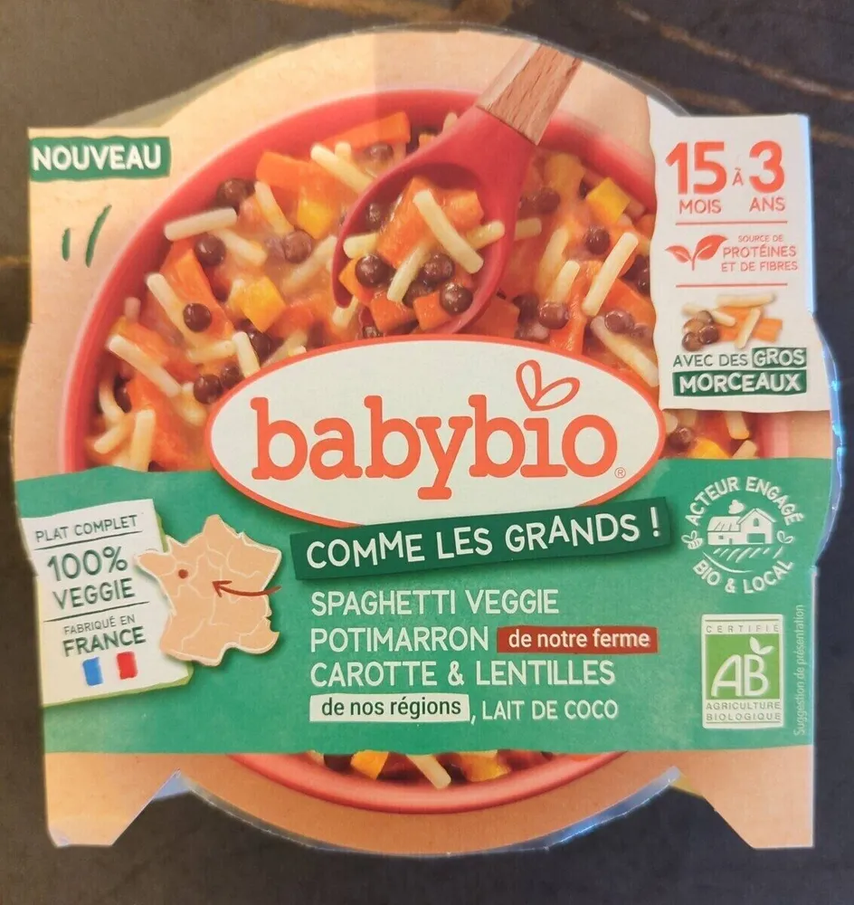 Spaghetti veggie potimarron carotte & lentilles, lait de coco