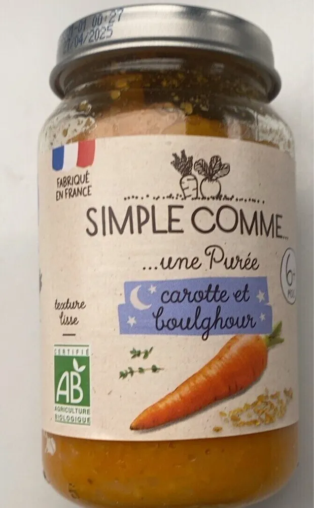 Une purée carotte et boulgour