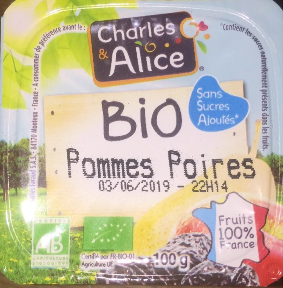 Puree De Fruits Pommes Poires Bio - 100 % France