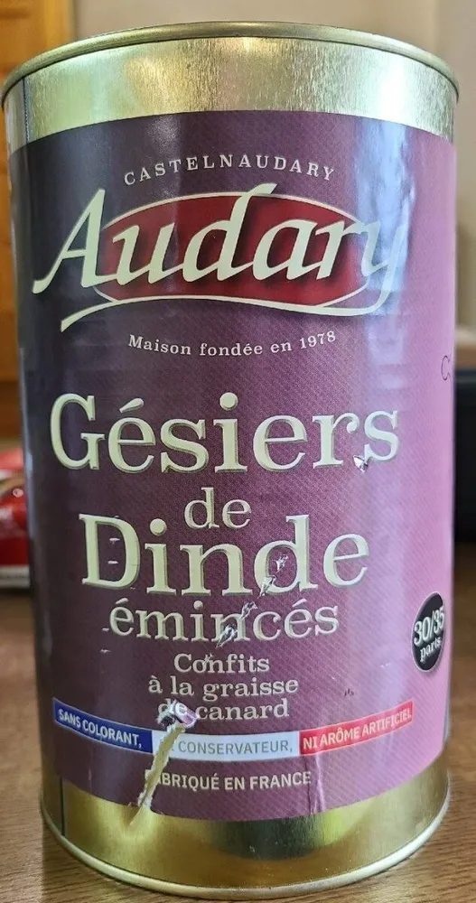 Gésiers de dinde émincés confits à  la graisse de canard
