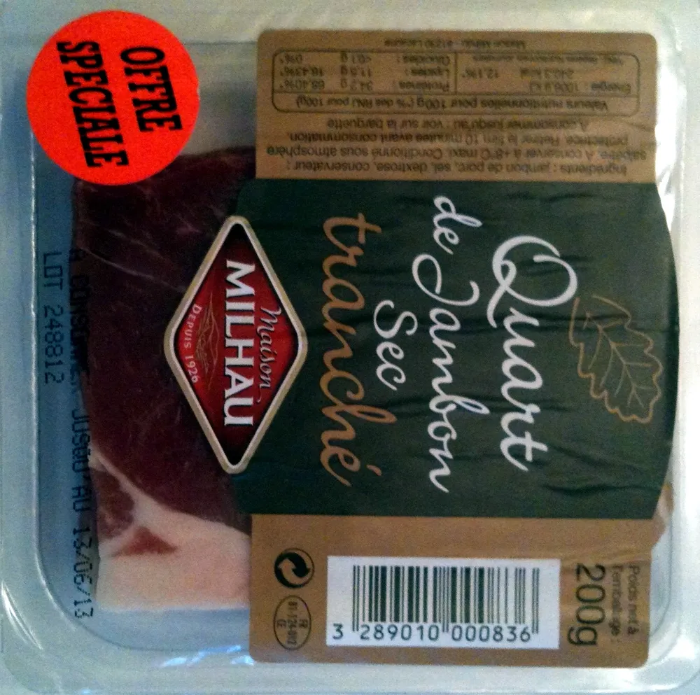 Quart de Jambon sec tranché