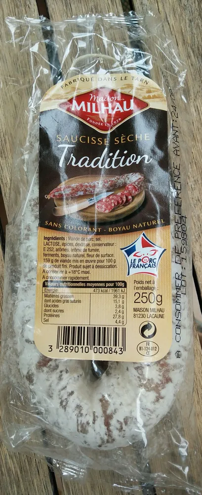 Saucisse Sèche Pur Porc Fabriquée Dans Le Tarn