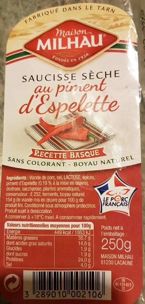 Saucisse seche au piment d' espelette