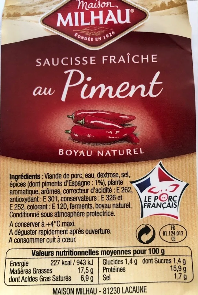 Saucisse fraiche au piment