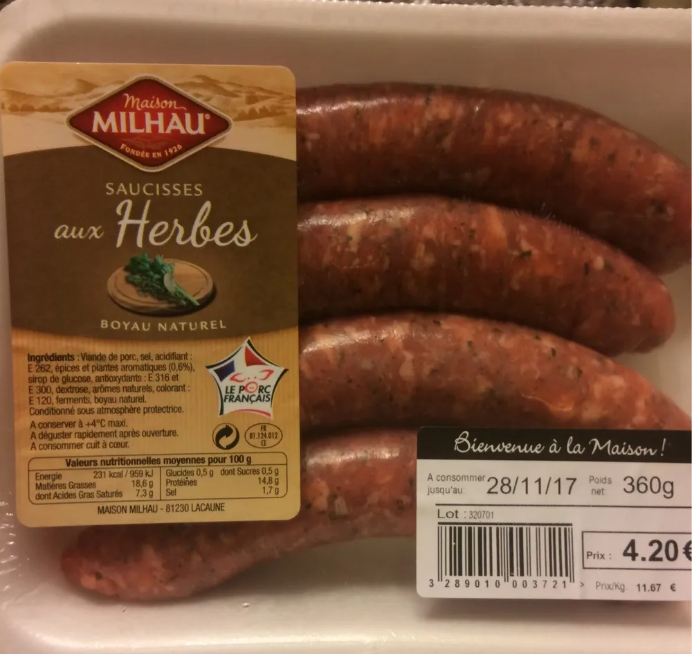 Saucisses aux herbes