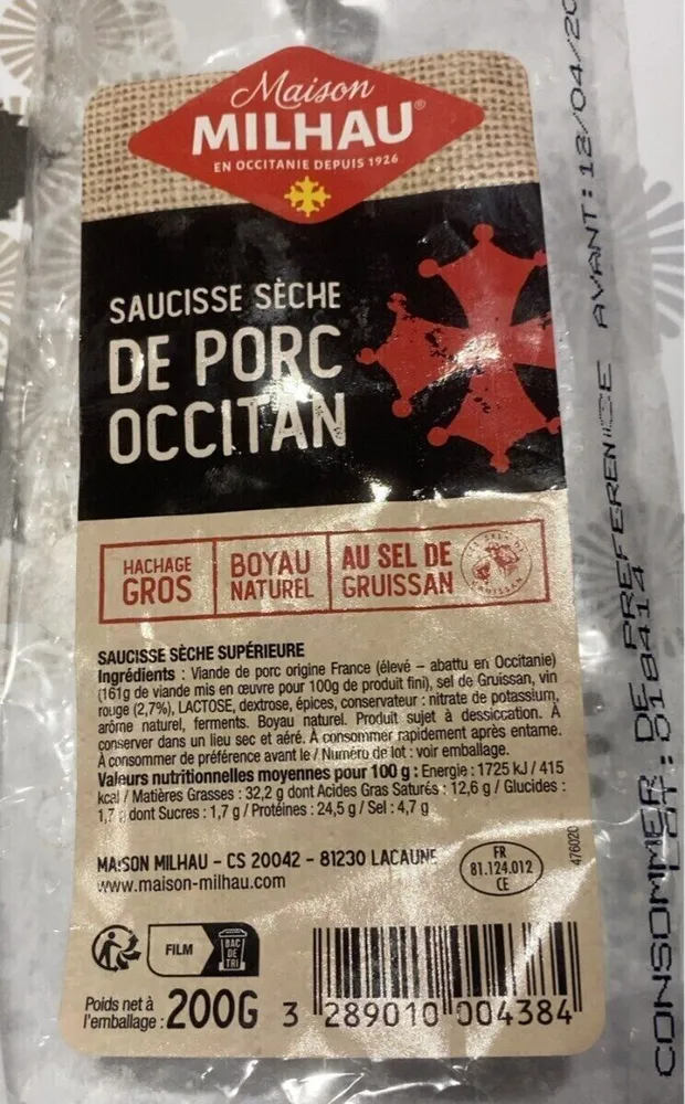 Saucisse sèche de porc occitan