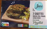 2 galettes brocoli, pois, épinard, quinoa rouge