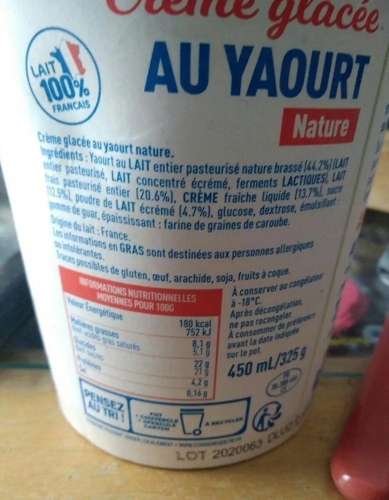 Crème glacée au yaourt Malo