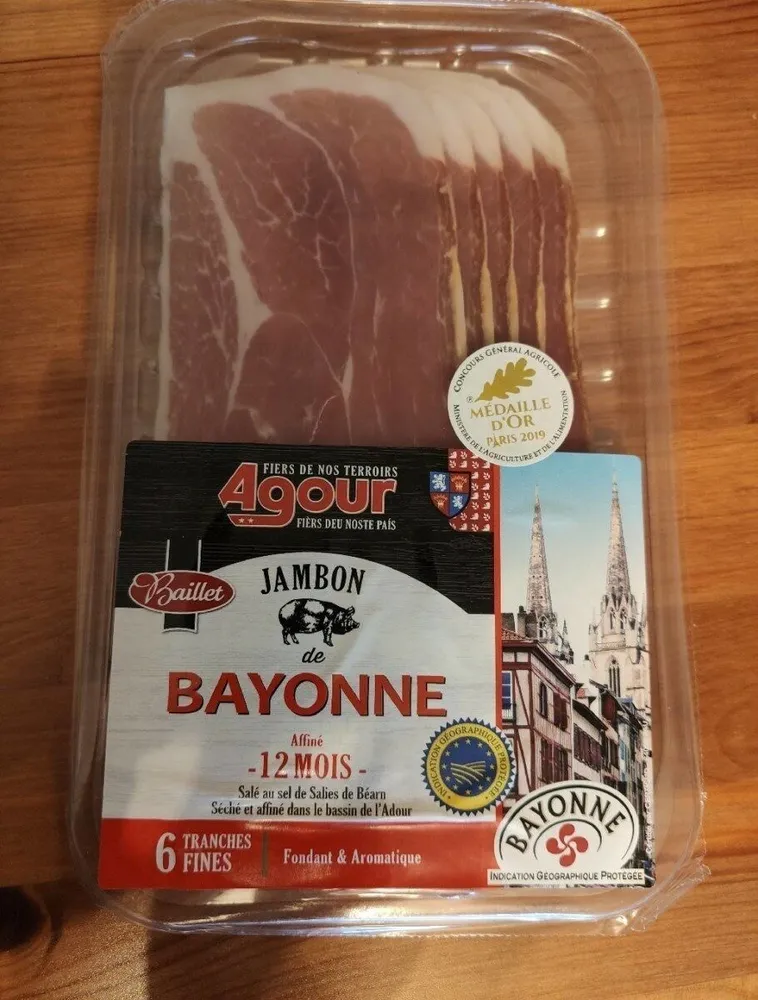 Baillet, Jambon de Bayonne, 12 mois d'age, les 6 tranches