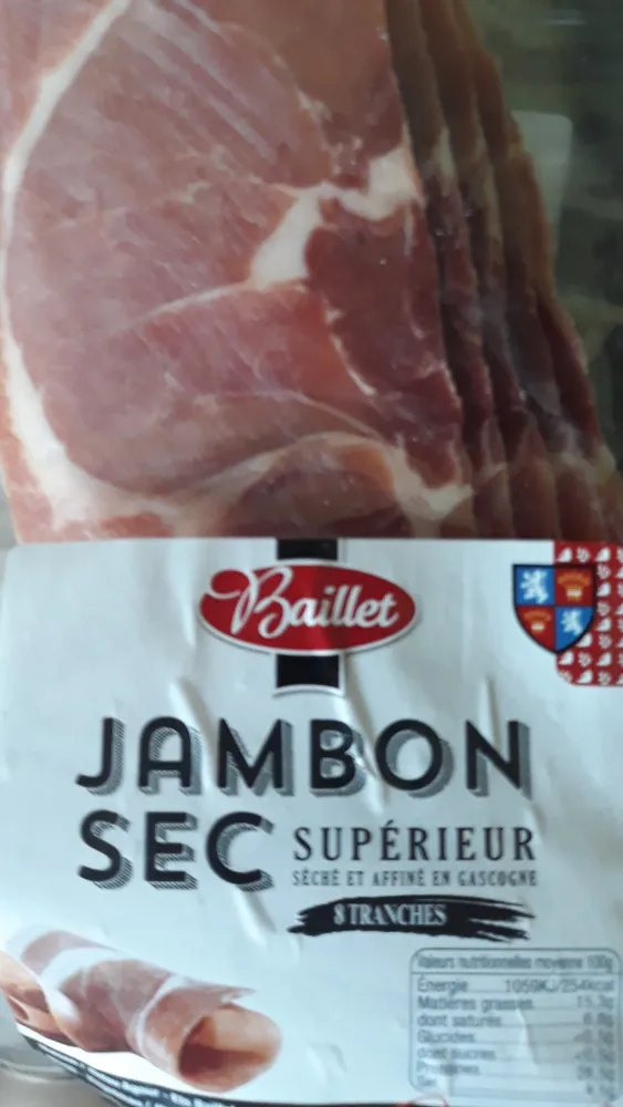 Baillet, Jambon sec superieur, les 8 tranches