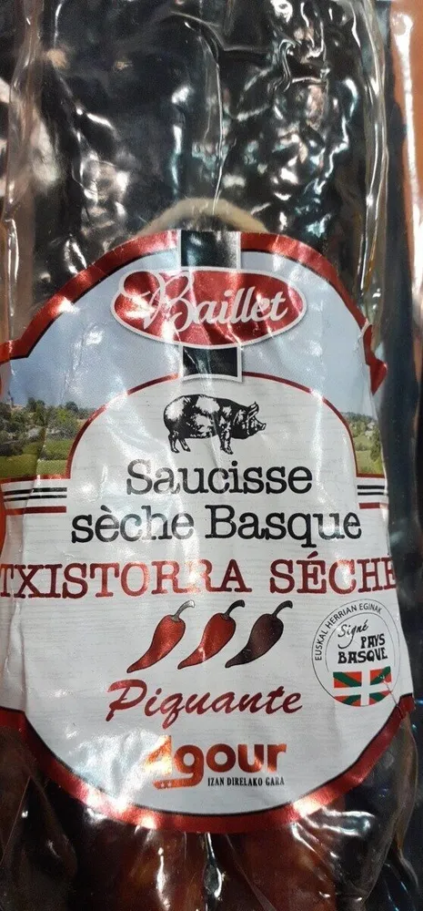 Saucisse sèche Basque txistorra douce