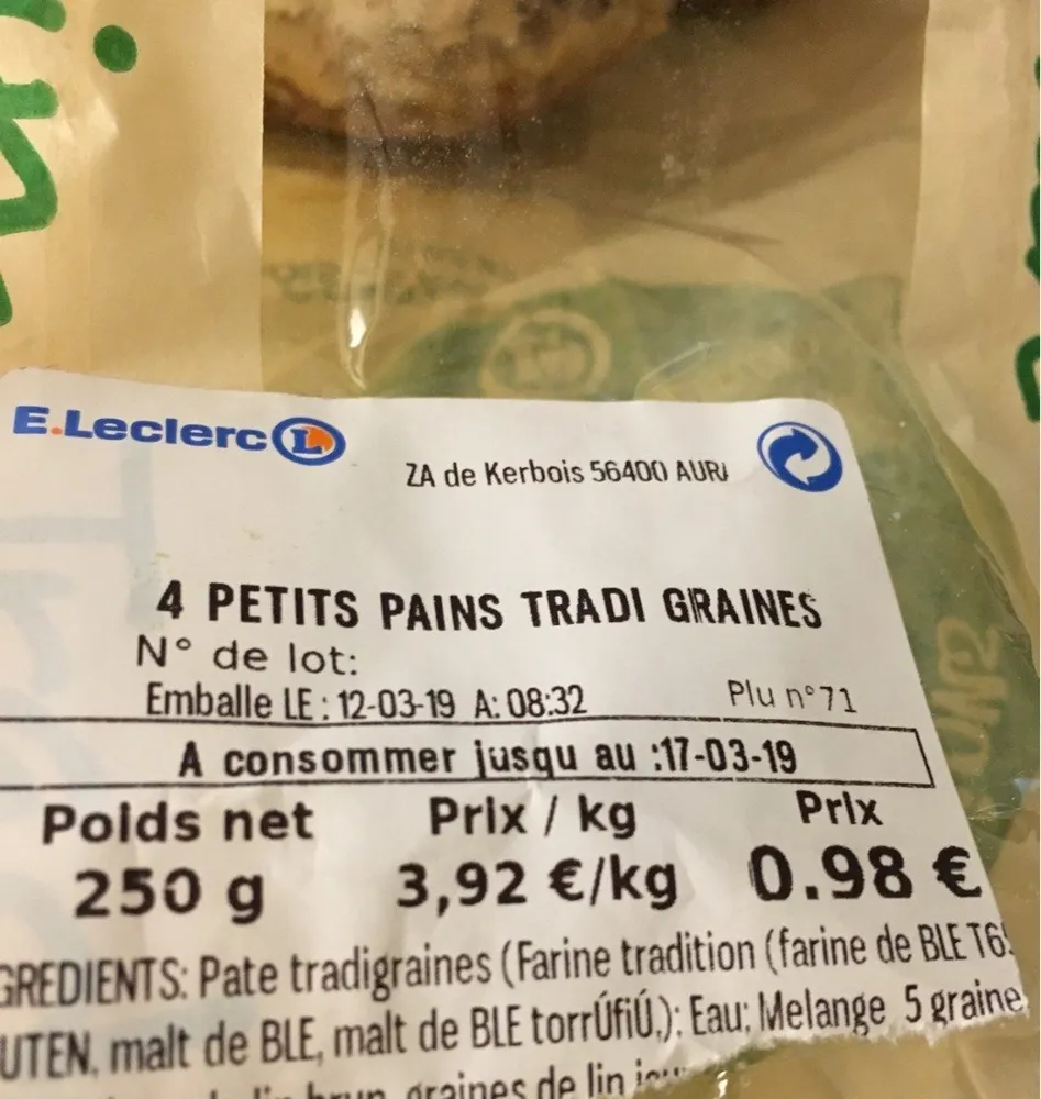 Petitd pains tradi graines