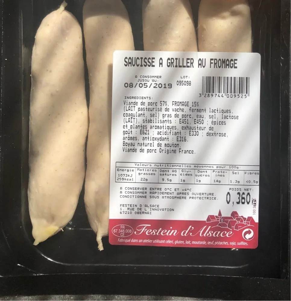 Saucisseà griller au fromage
