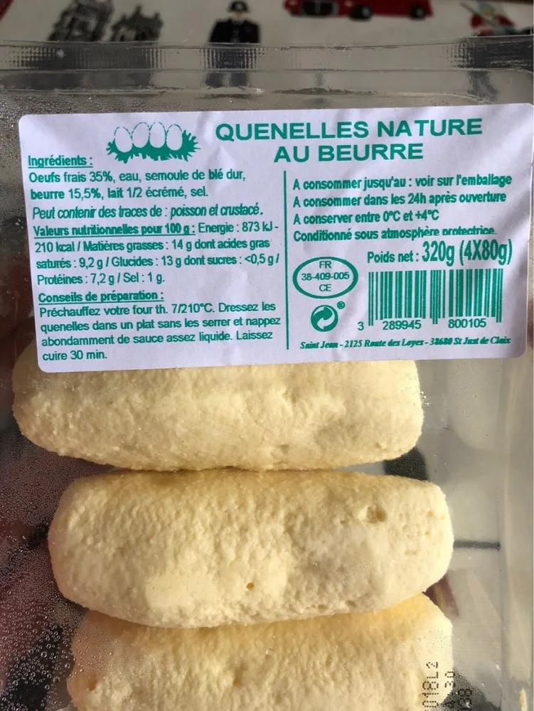 Quenelles nature au beurre
