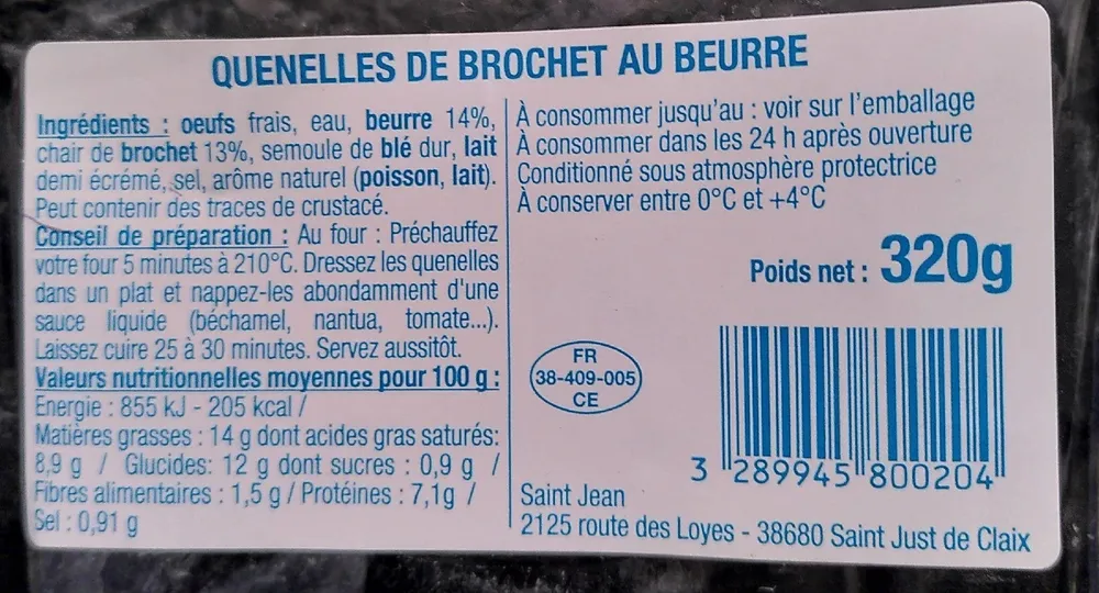 Quenelle de brochet au beurre