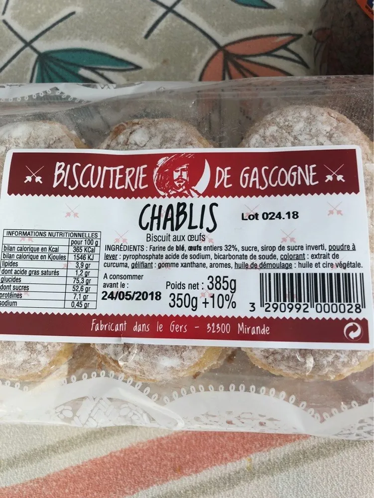 Chablis biscuit aux oeufs