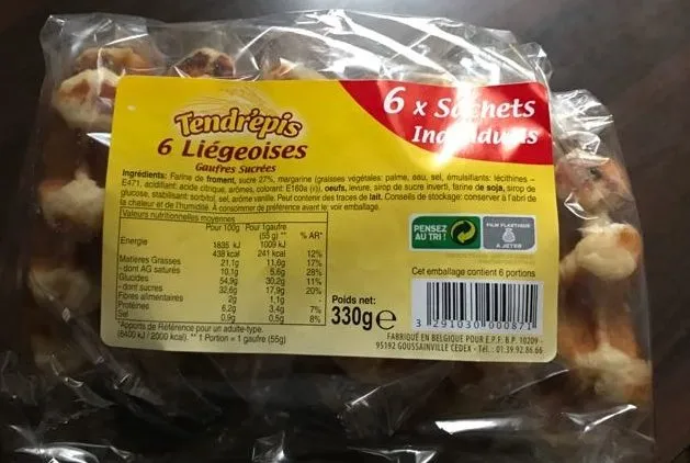 6 liégeoises gaufres sucrées