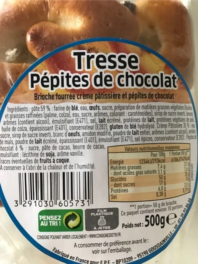 Tresse pépites de chocolat