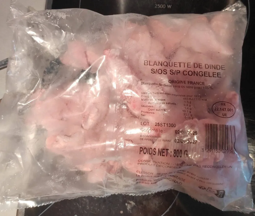 Blanquette de dinde sans os congelé
