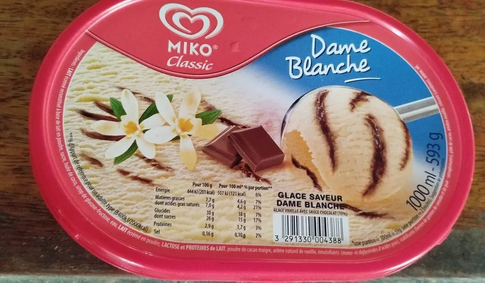 Glace saveur Dame blanche