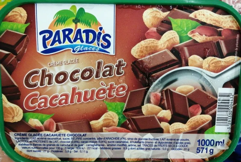 Crème glacée chocolat cacahuète