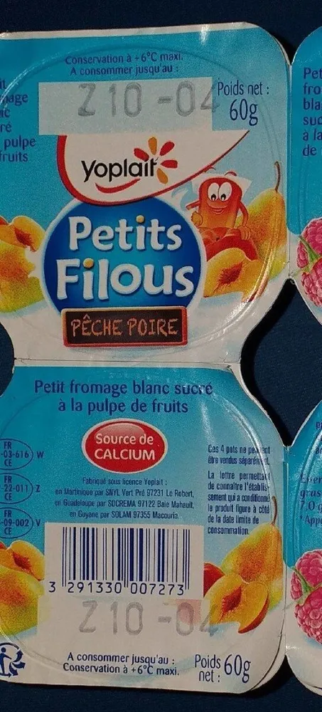 Petit fromage blanc sucré à la pulpe de fruits