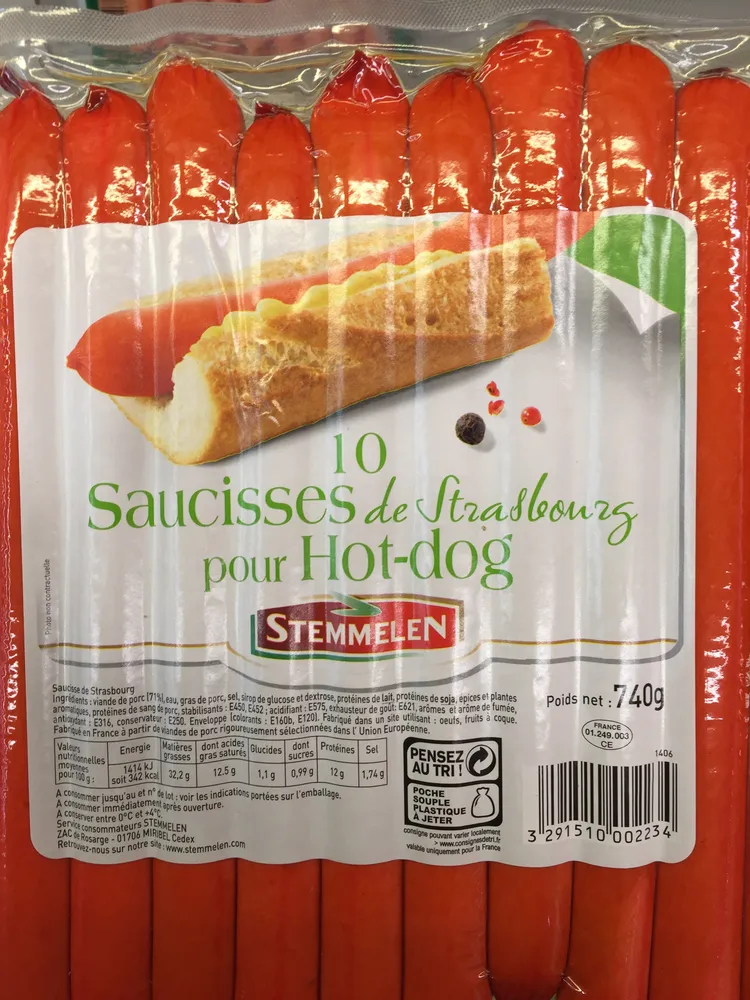 10 saucisses de Strasbourg pour Hot-dog