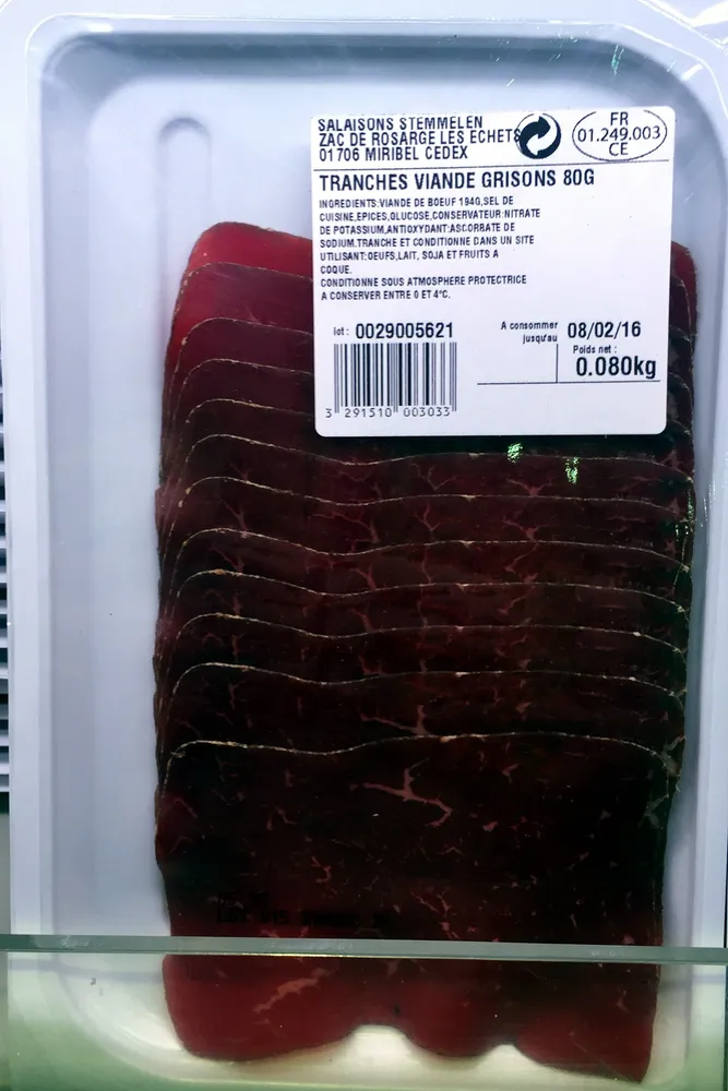 Tranches viande grisons
